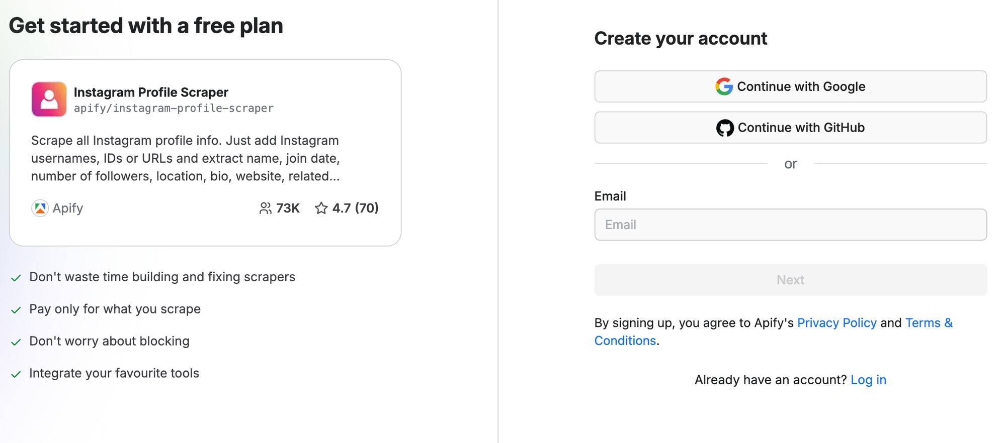 Try Instagram Profile Scraper for free