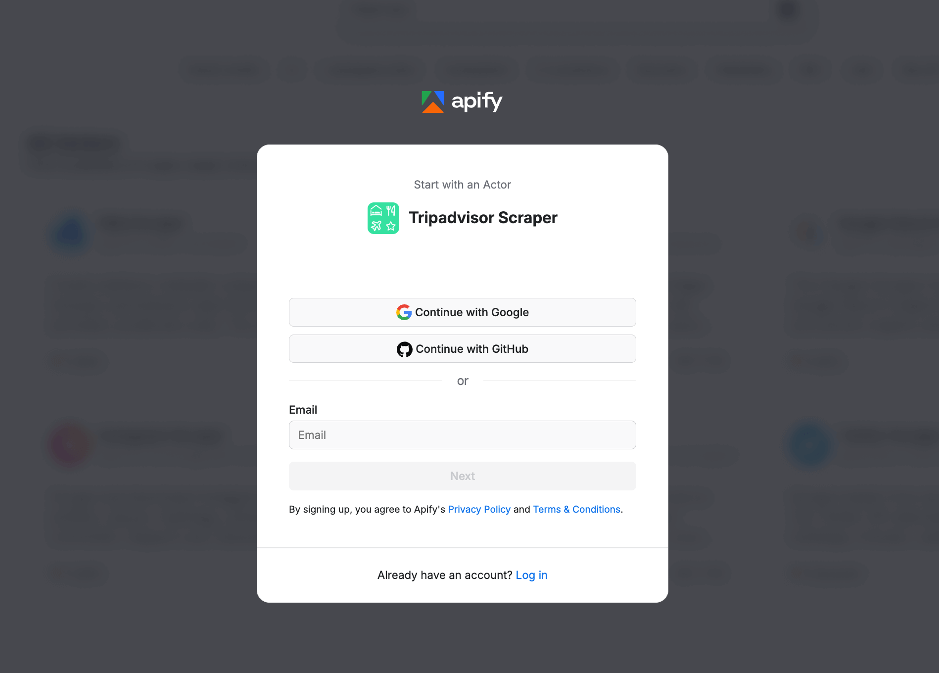 Sign up for free using your email address, Google, or GitHub.