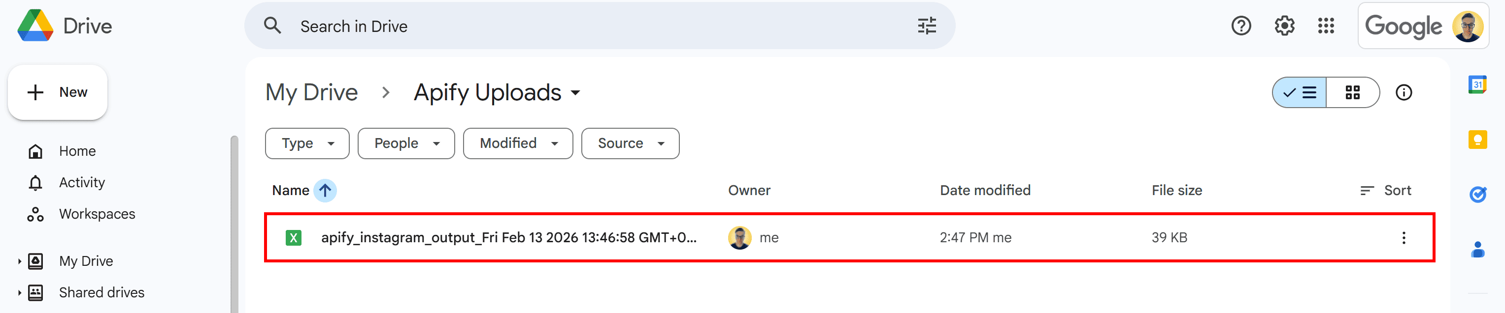 The file produced by the Actor