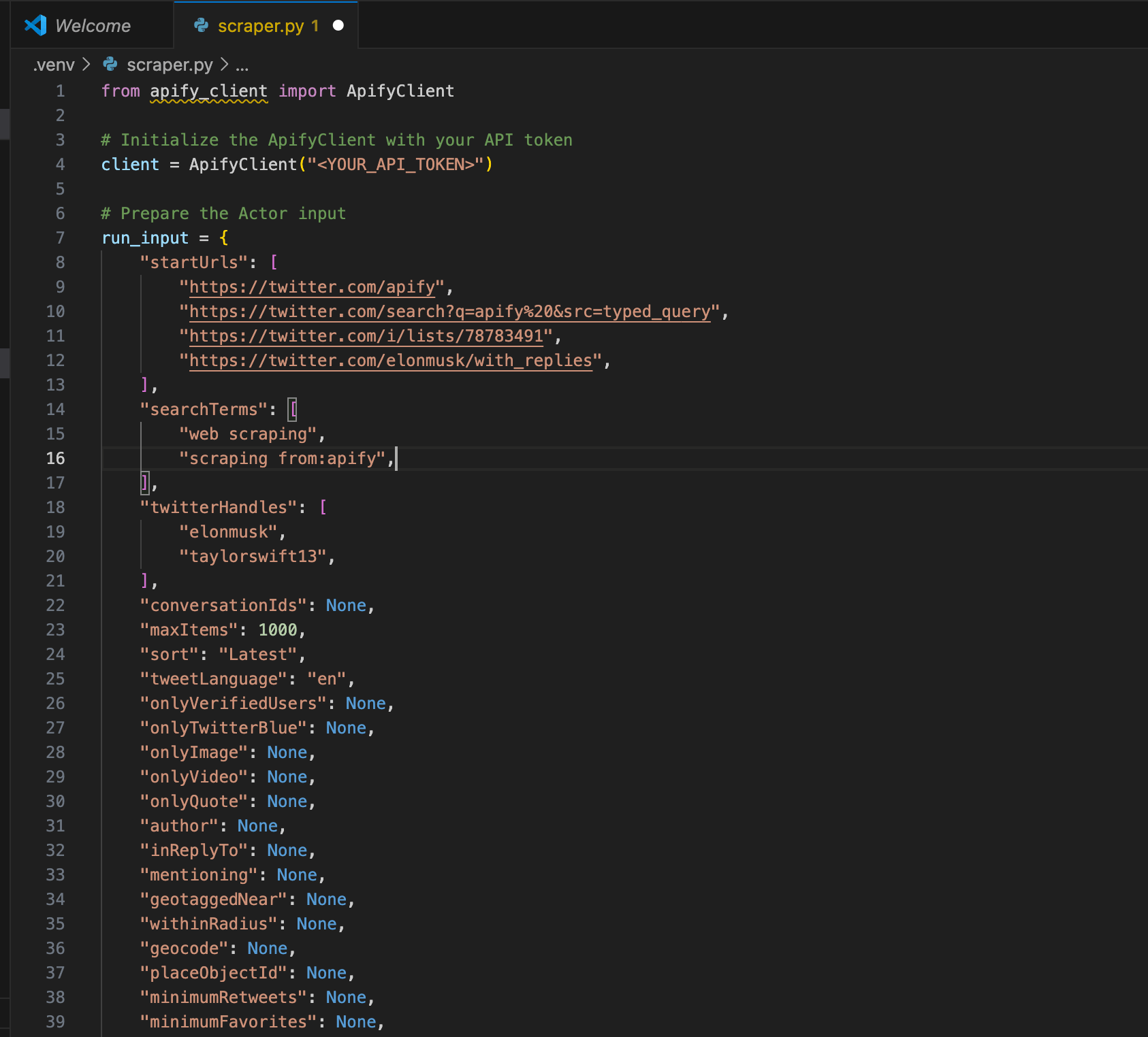 Python code for the future run in VS Code