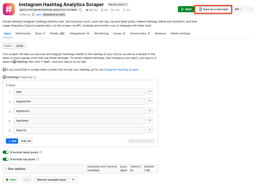 Create a new task for the schedule