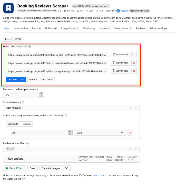 Booking Reviews Scraper UI