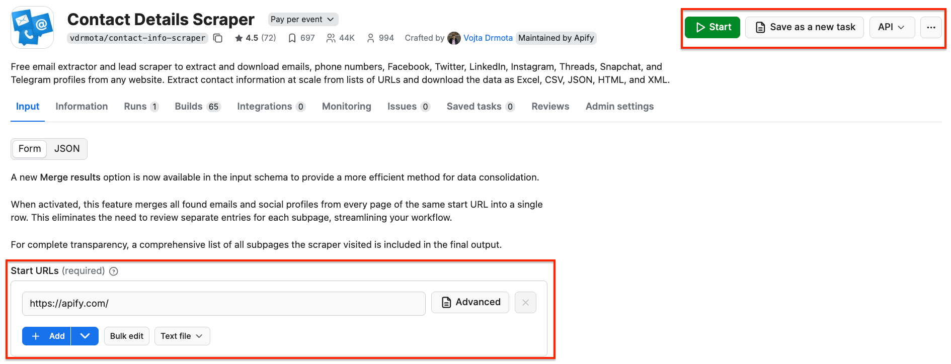 Contact Details Scraper for lead scraping - Apify Console