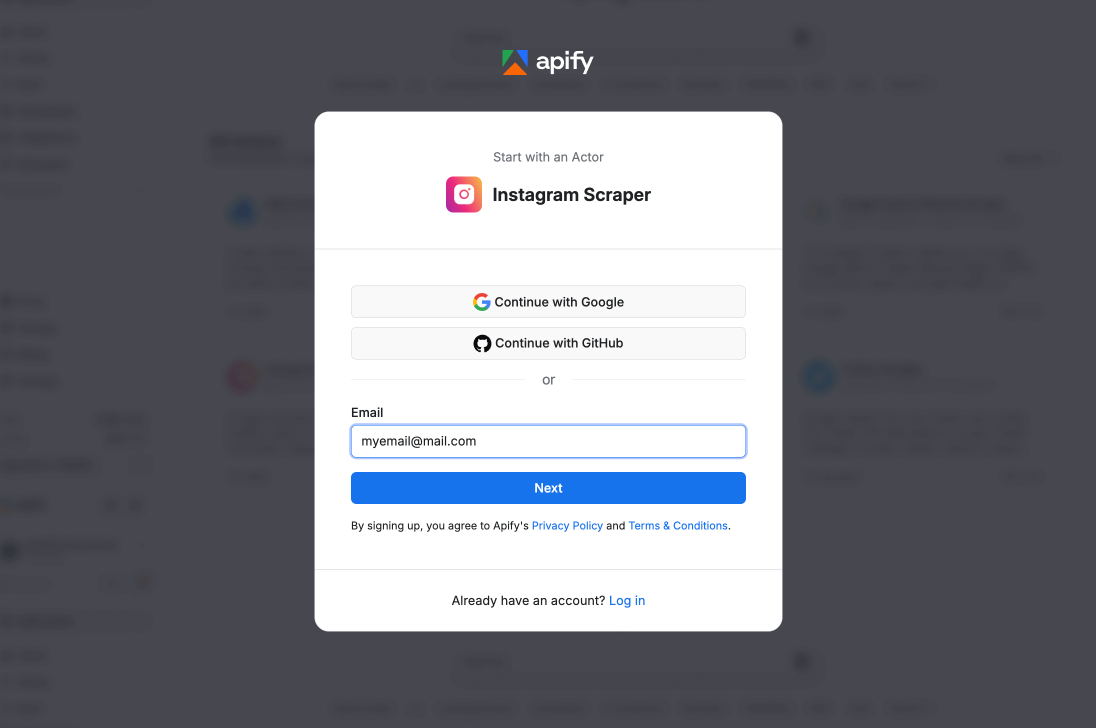 Use Instagram Scraper on a free Apify plan