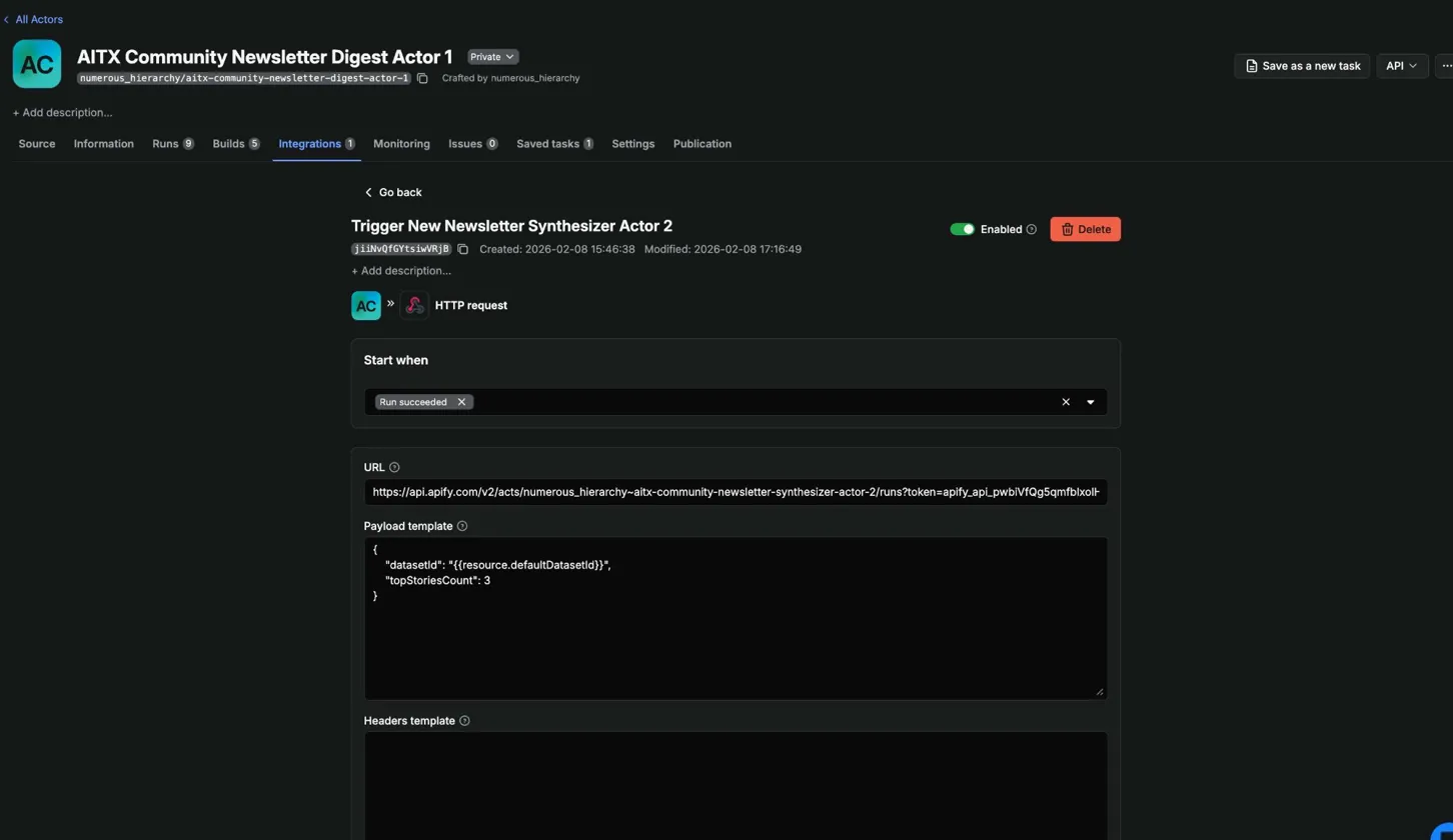 Integrating Newsletter Actor