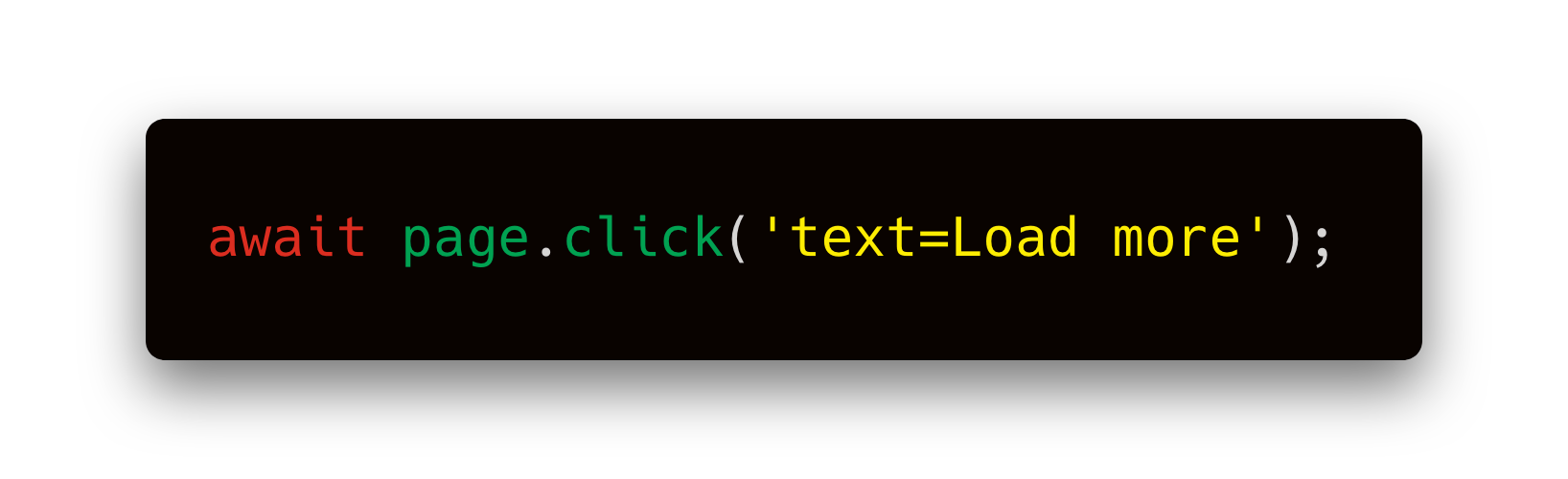 Playwright javascript code for awaiting click on the load more button.