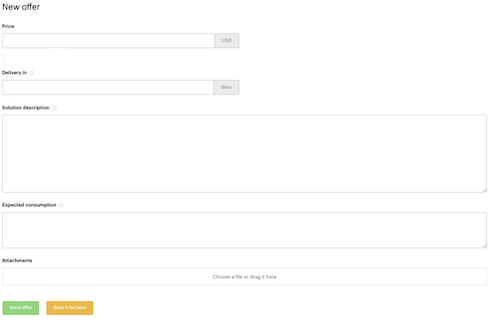 screenshot of a form for a solution offer