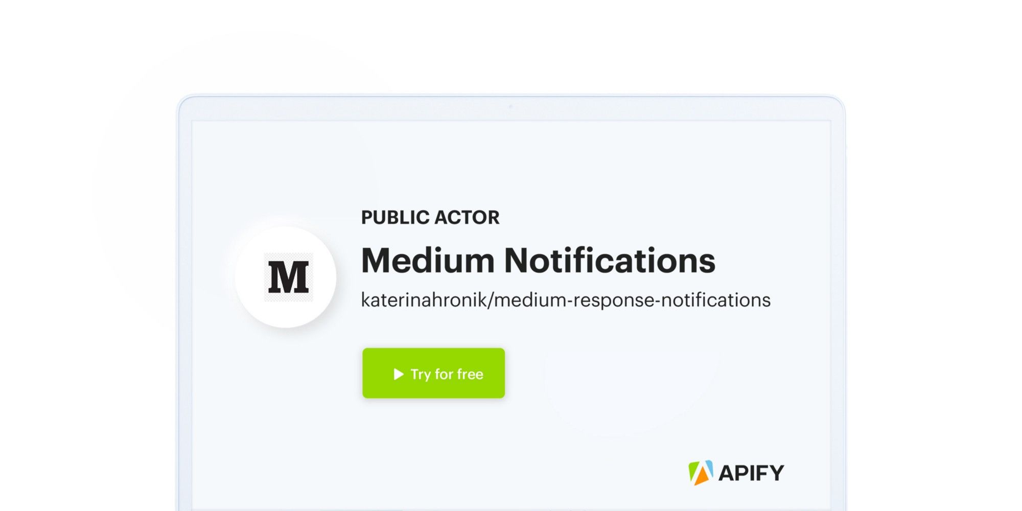 An image of Apify’s Medium notifications actor