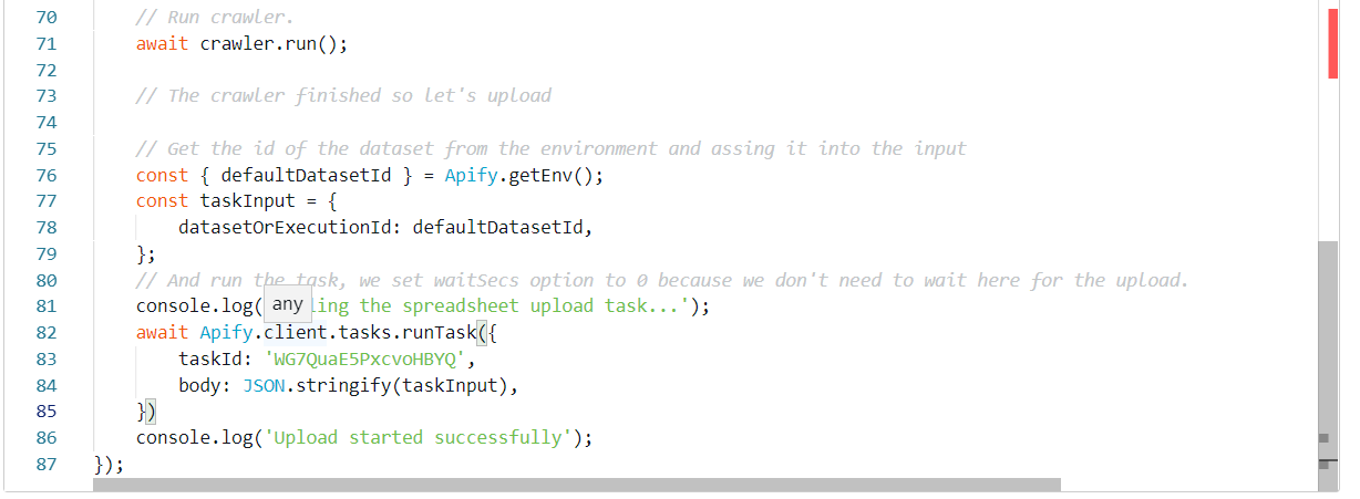 Coding on Apify platform.