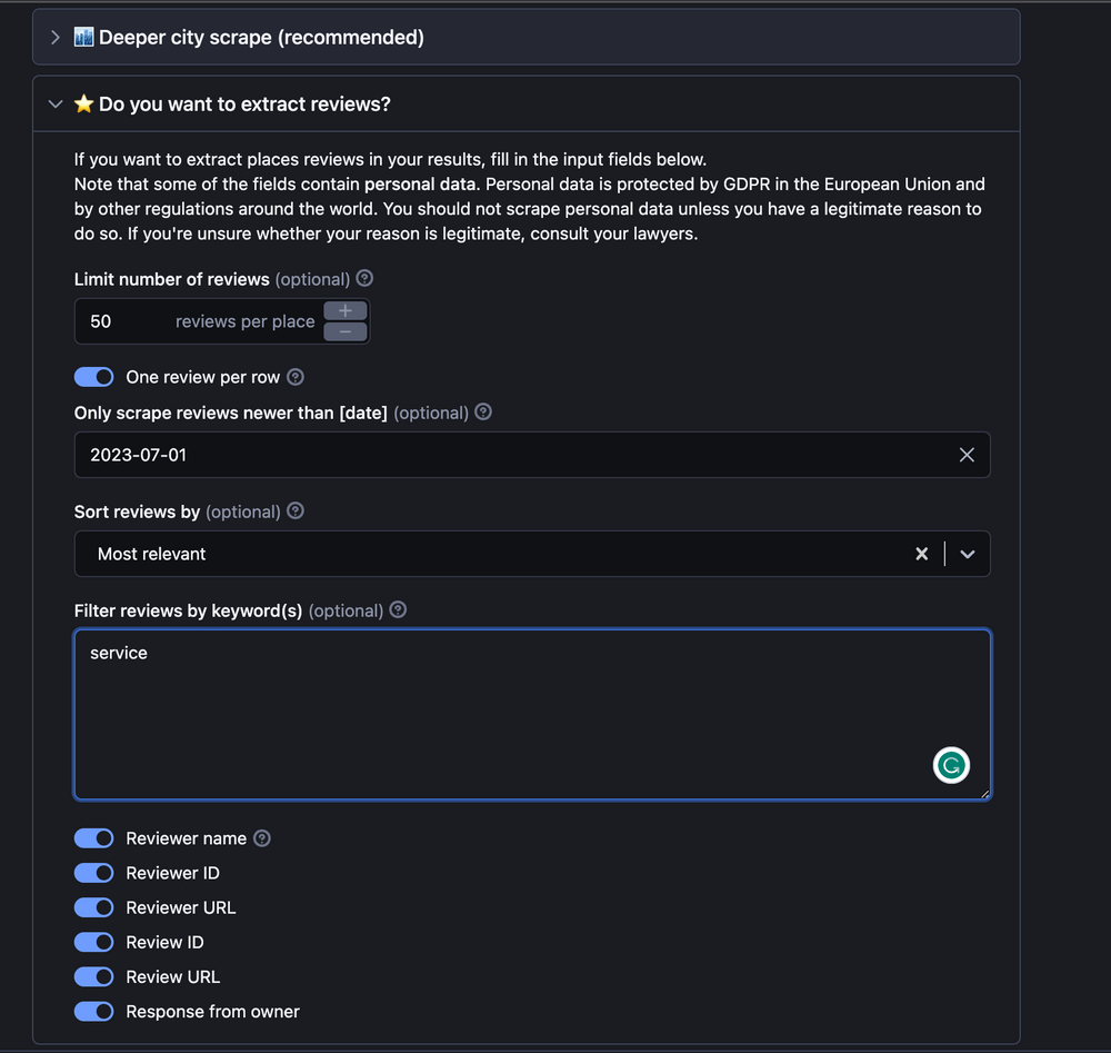 Google Maps scraping manual extract - Scrape Google Maps Reviews Python