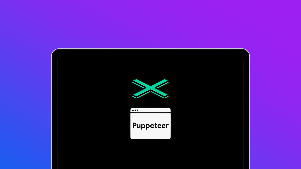 Puppeteer logo on black background to illustrate post on how to scrape the web with Puppeteer in 2023 