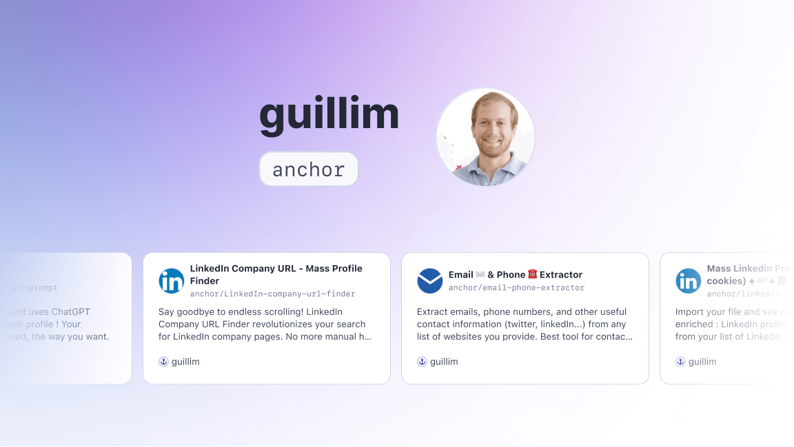 Guillaume Lancrenon deploys and monetizes his scrapers with Apify